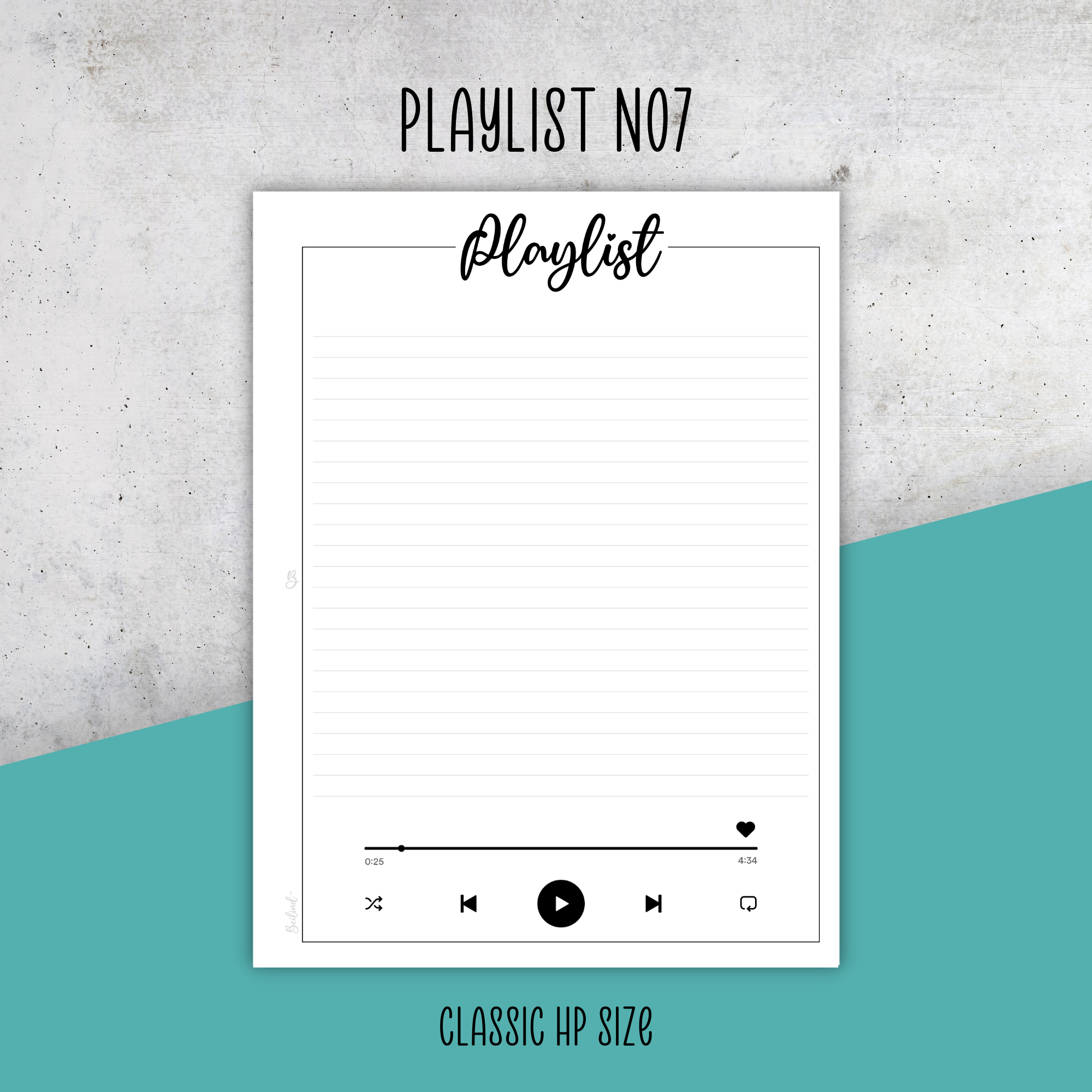 Playlist No7, Classic Size Insert