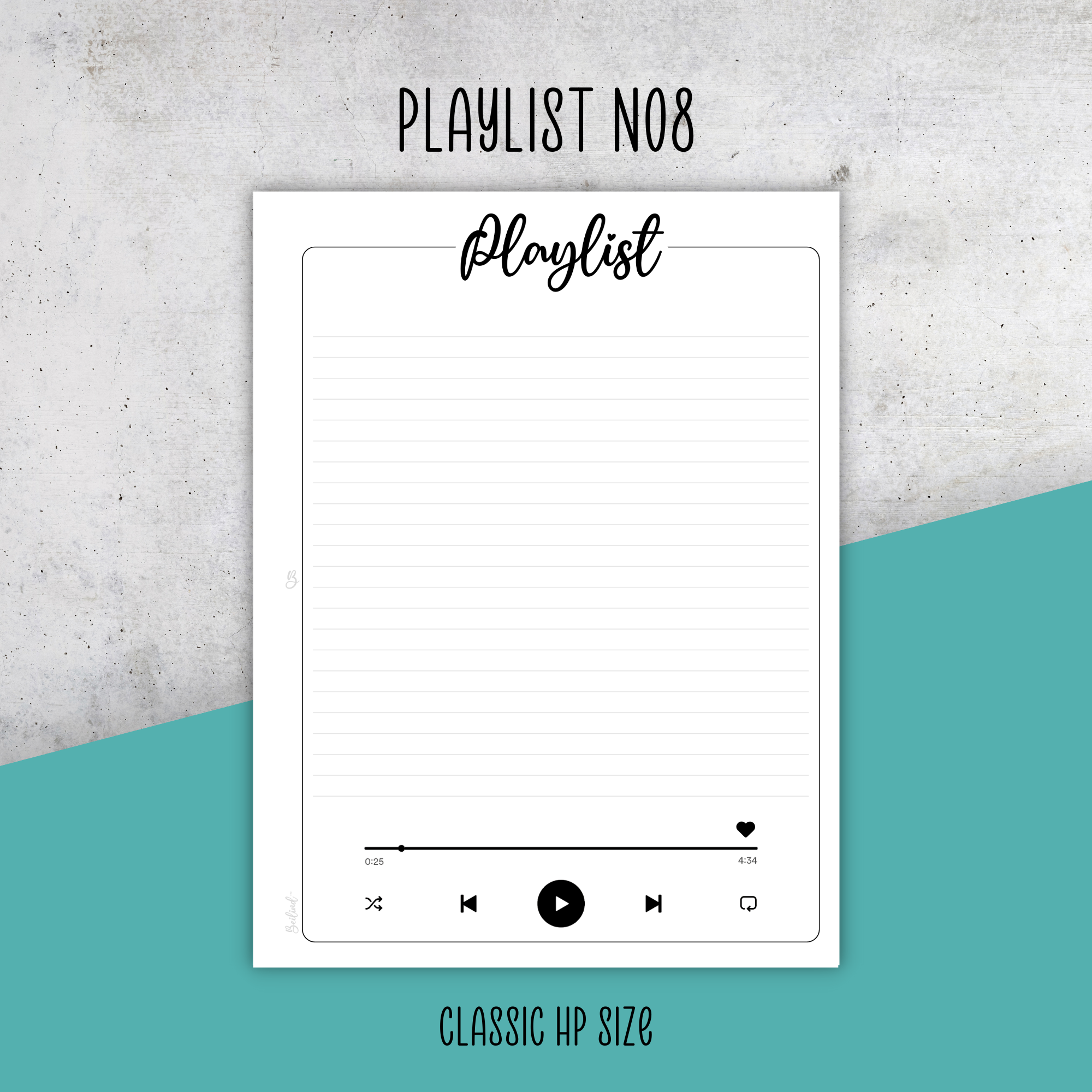 Playlist No8, Classic Size Insert
