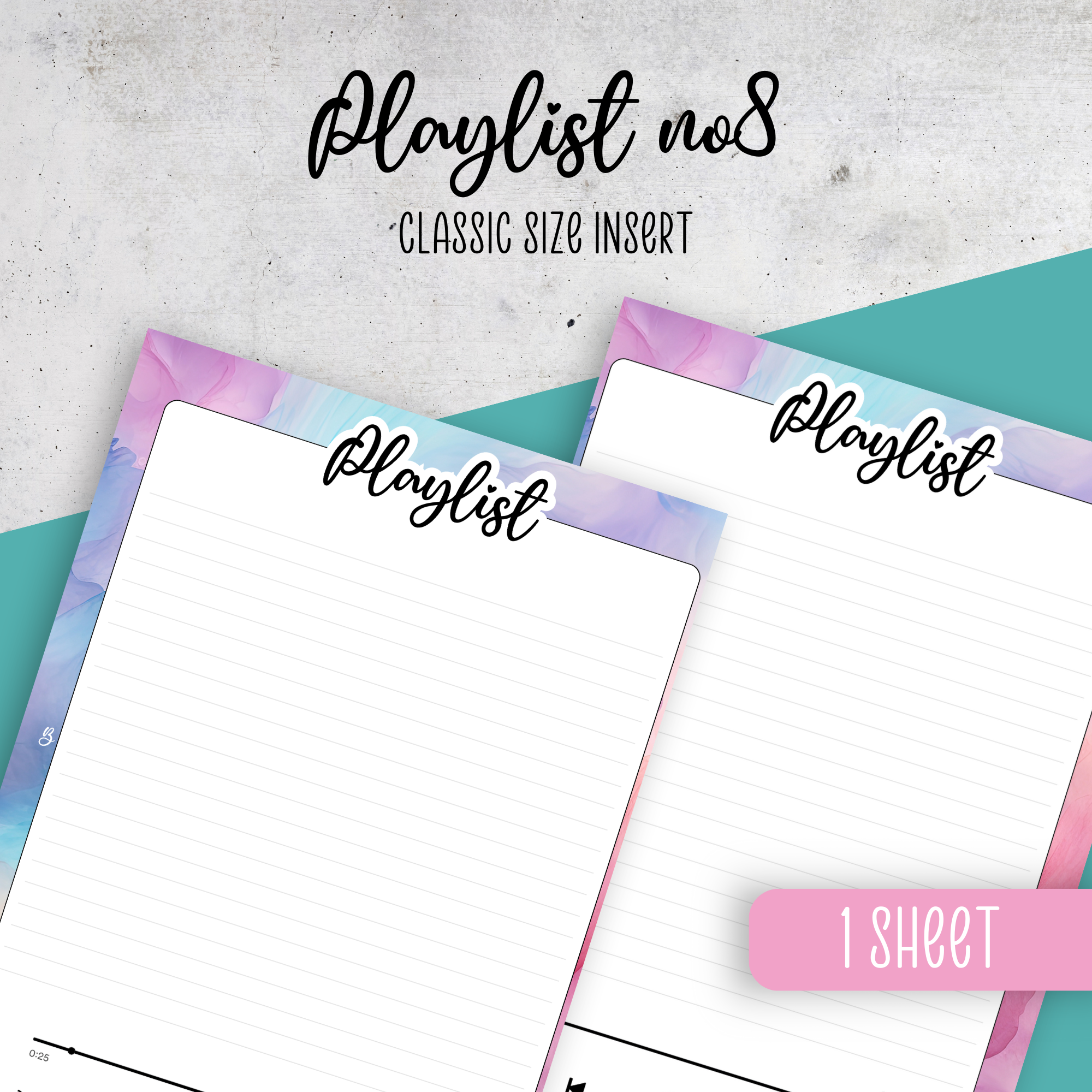 Playlist No8, Pastel Ink, Classic Size Insert