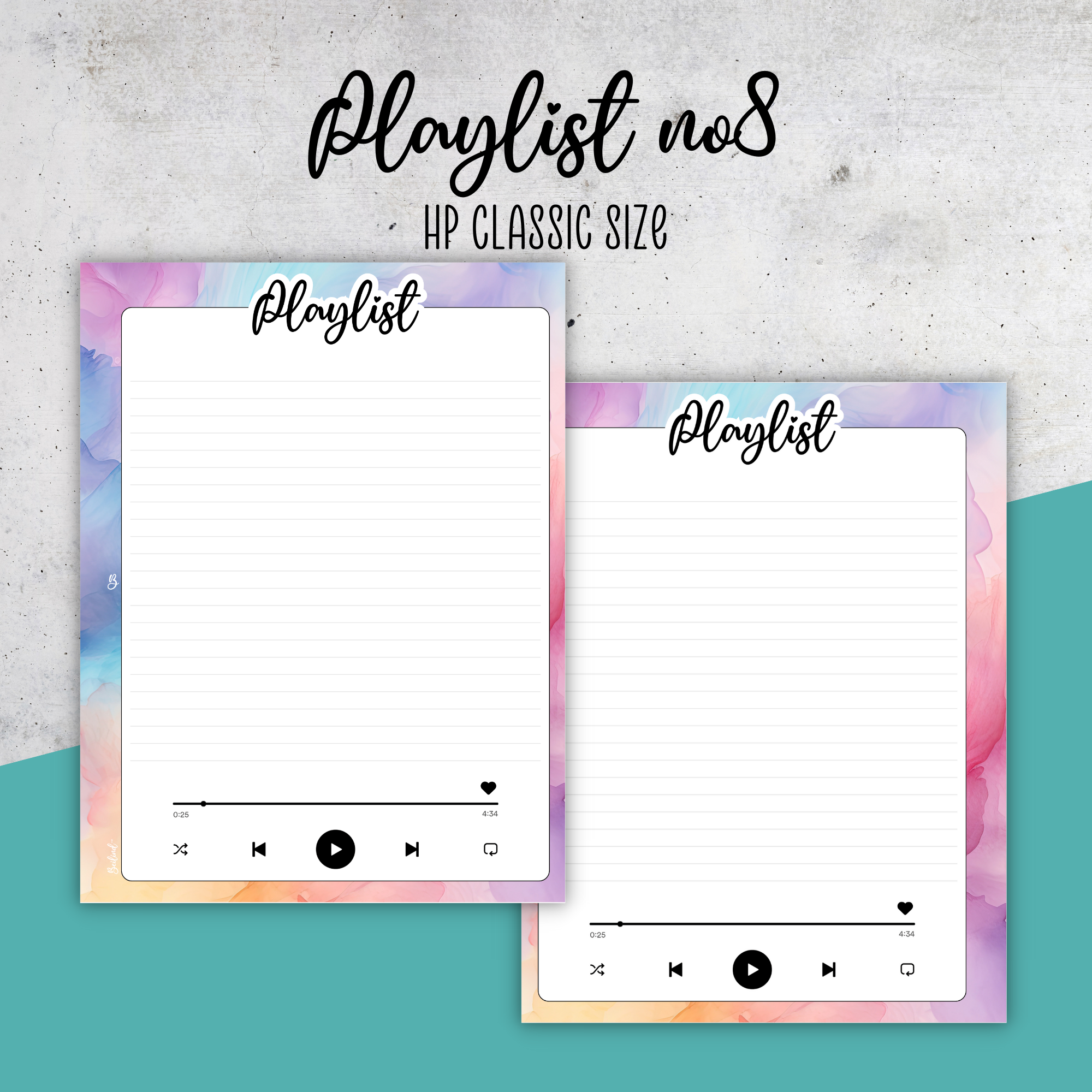 Playlist No8, Pastel Ink, Classic Size Insert