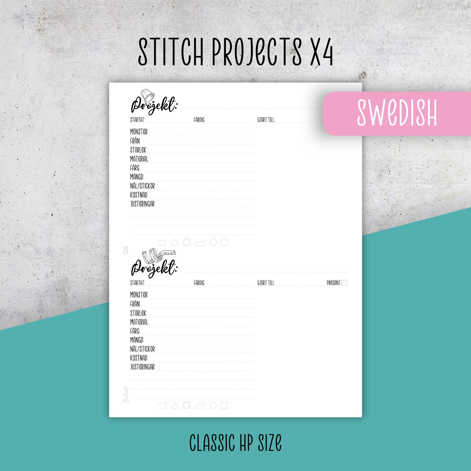Stitch Projects x4, Classic Size Insert