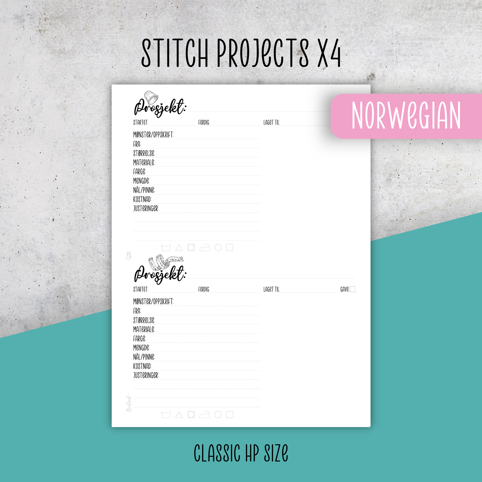 Stitch Projects x4, Classic Size Insert