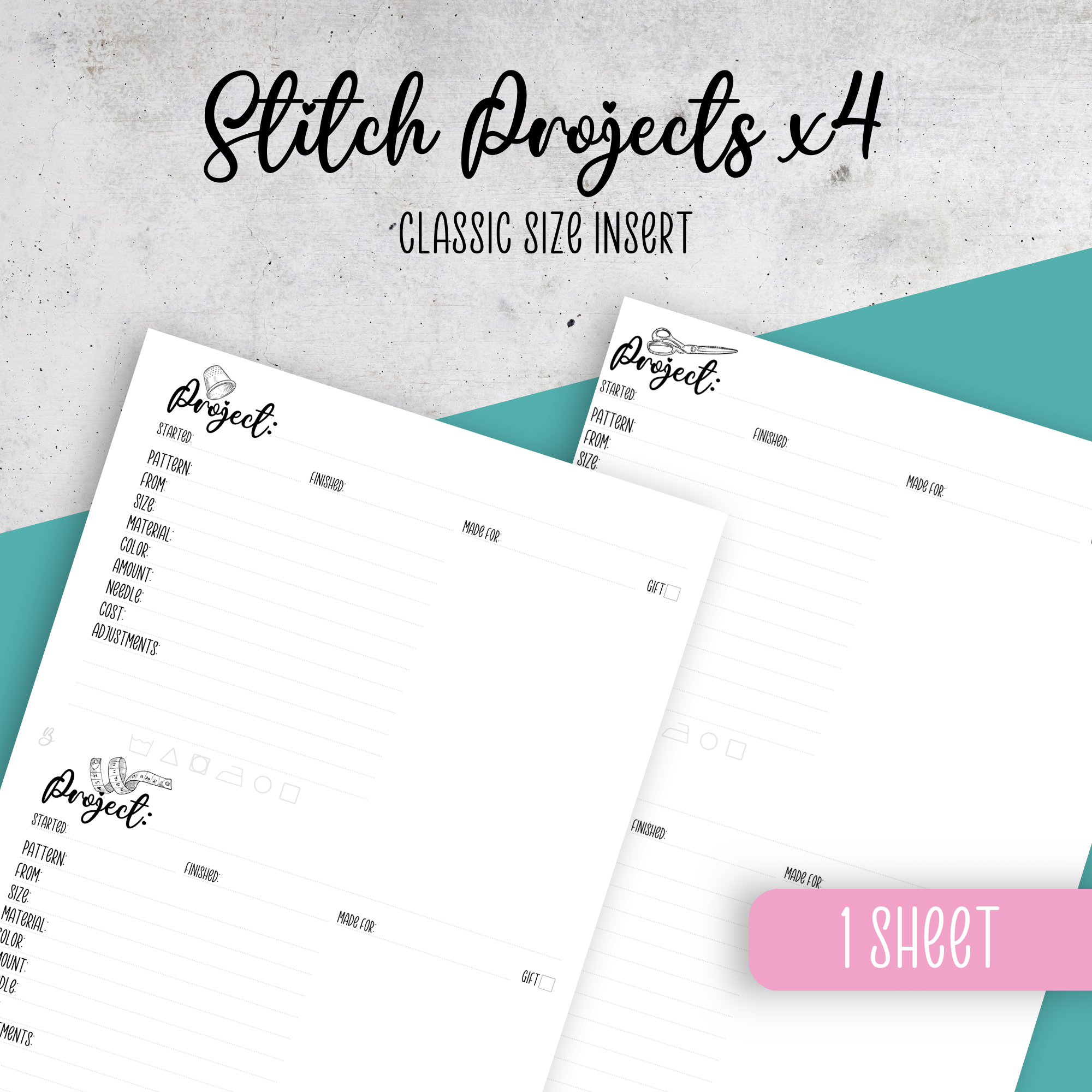 Stitch Projects x4, Classic Size Insert
