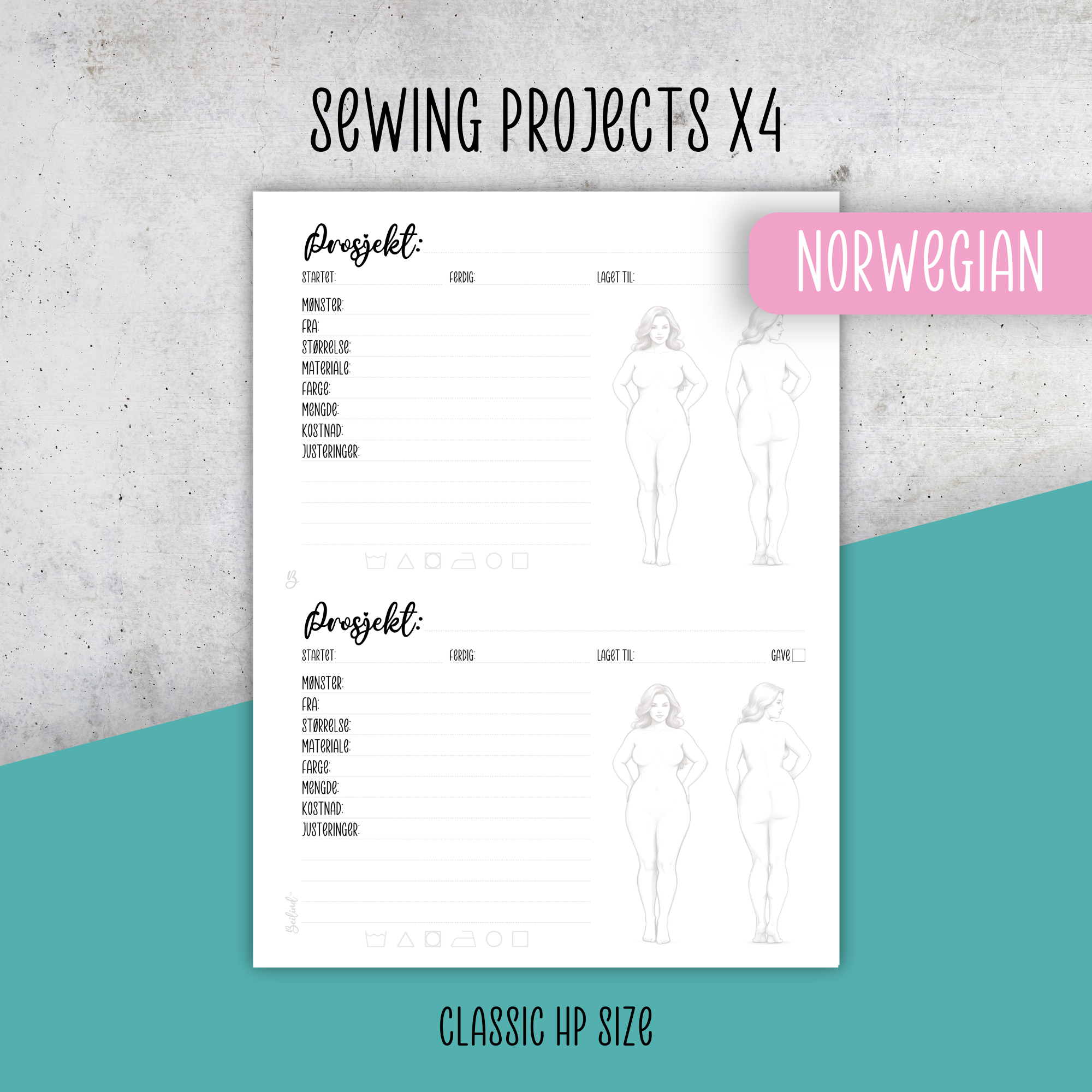 Sewing Projects x4, Classic Size Insert