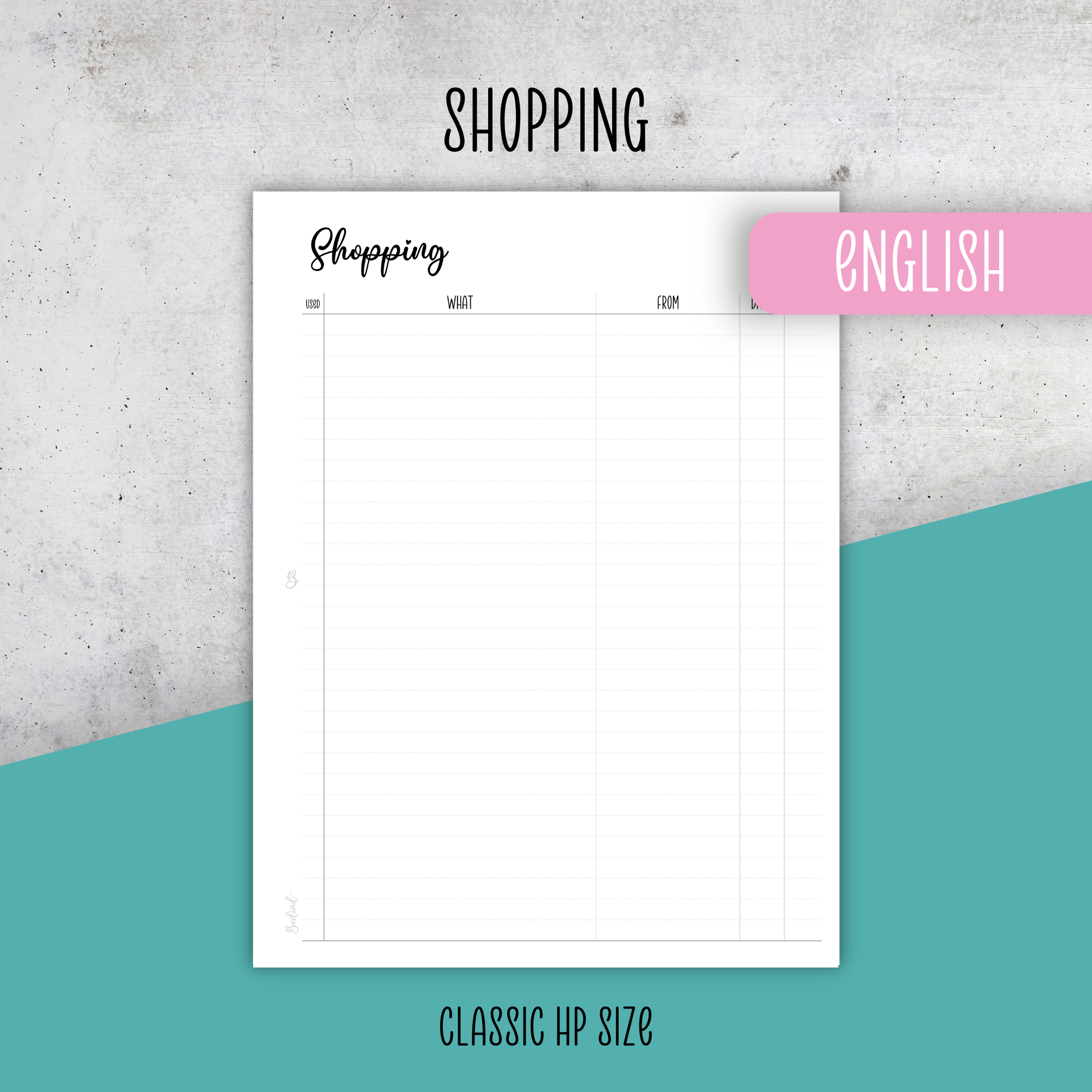 Shopping, Classic Size Insert