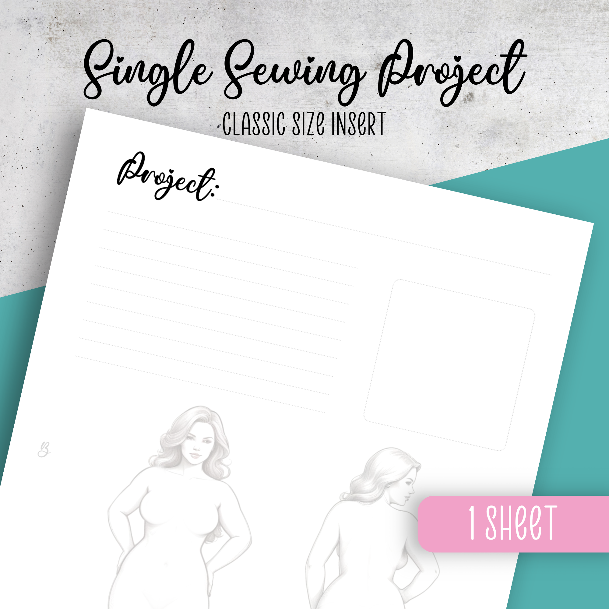 Sewing Project x1 Page, Classic Size Insert