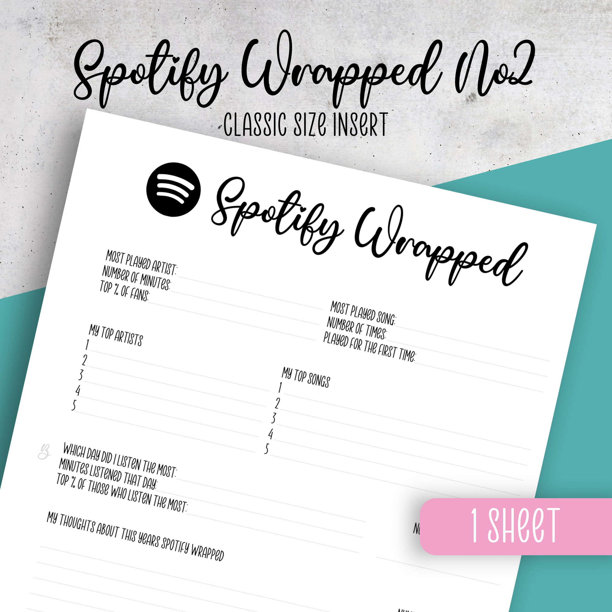 Spotify Wrapped No2, Classic Size Insert