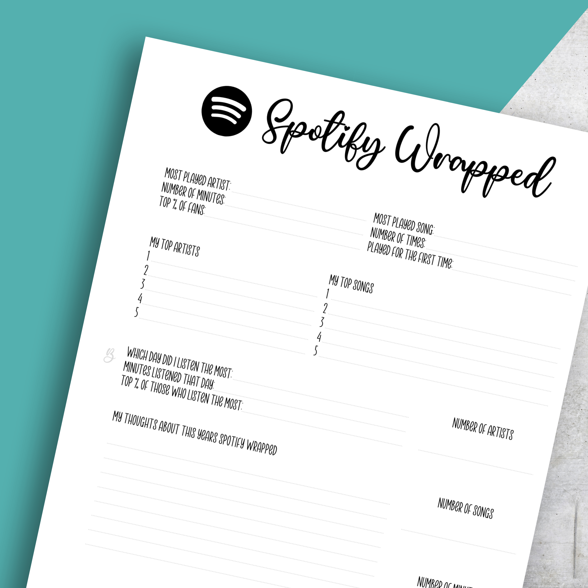 Spotify Wrapped No2, Classic Size Insert