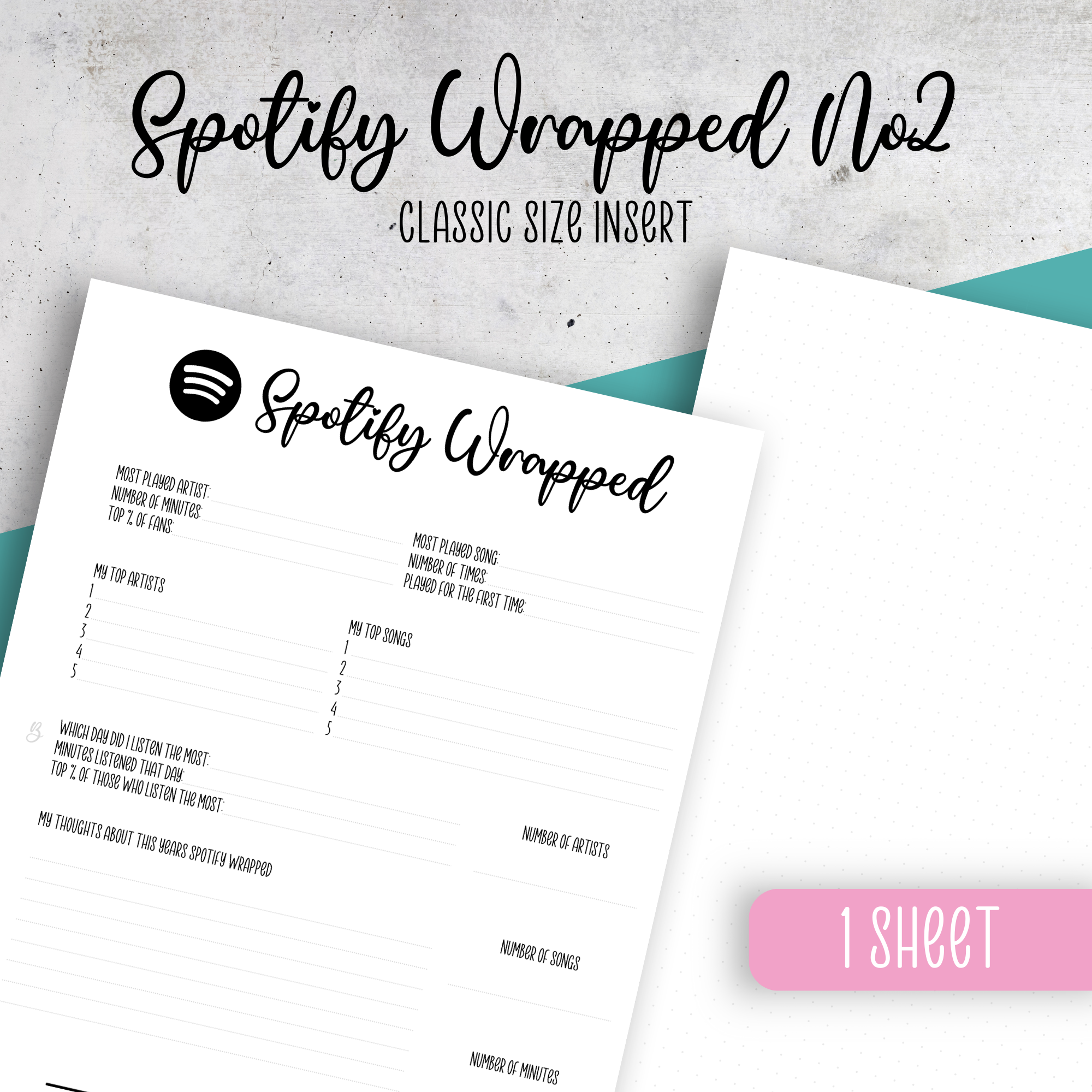 Spotify Wrapped No2, Classic Size Insert