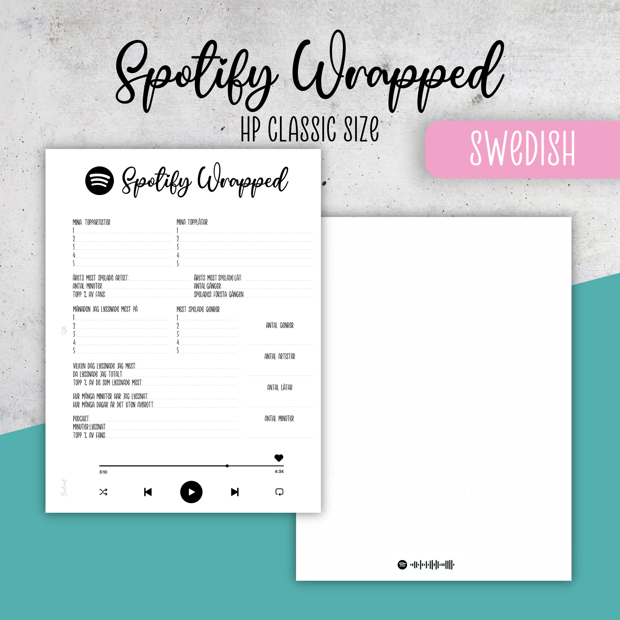 Spotify Wrapped No1, Classic Size Insert