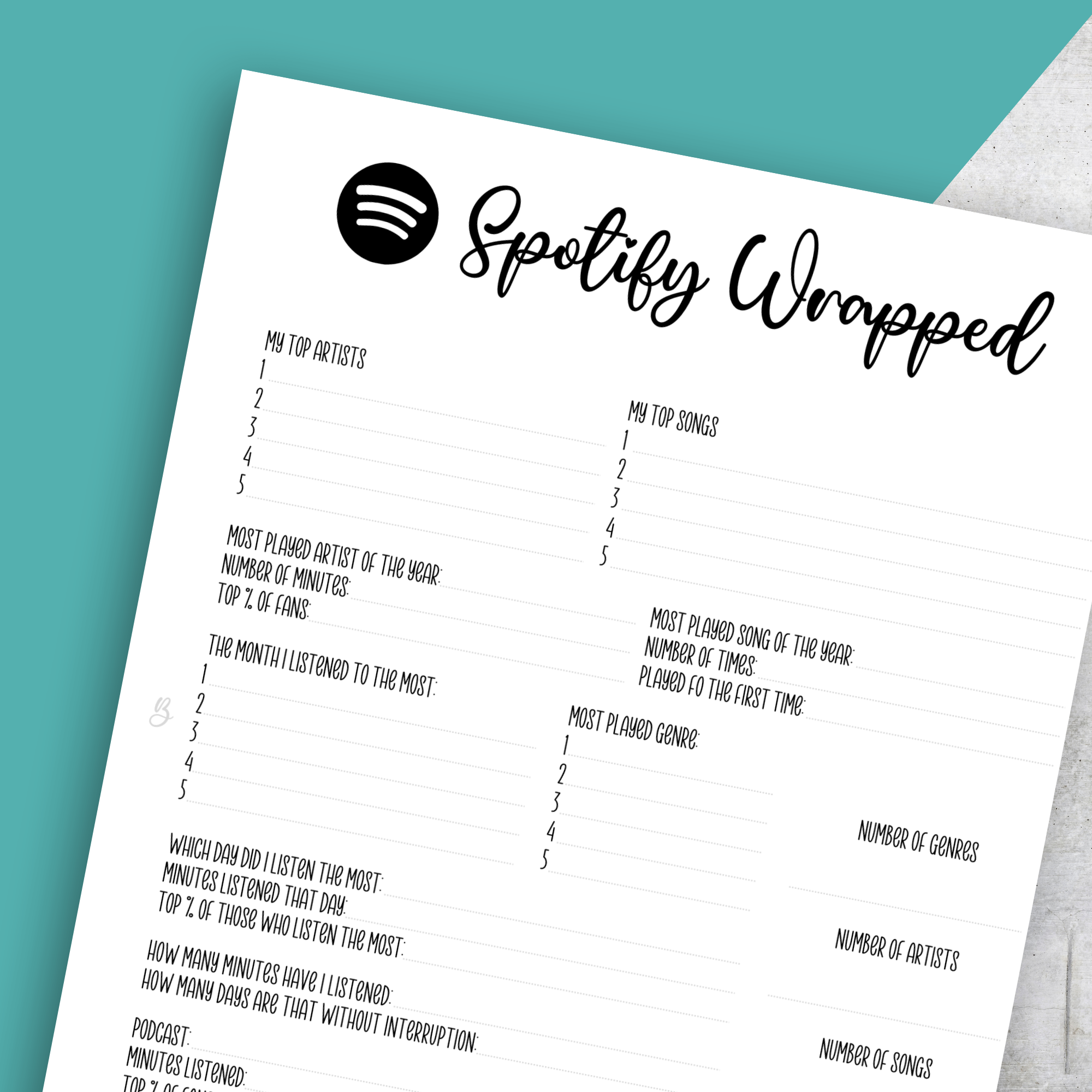 Spotify Wrapped No1, Classic Size Insert