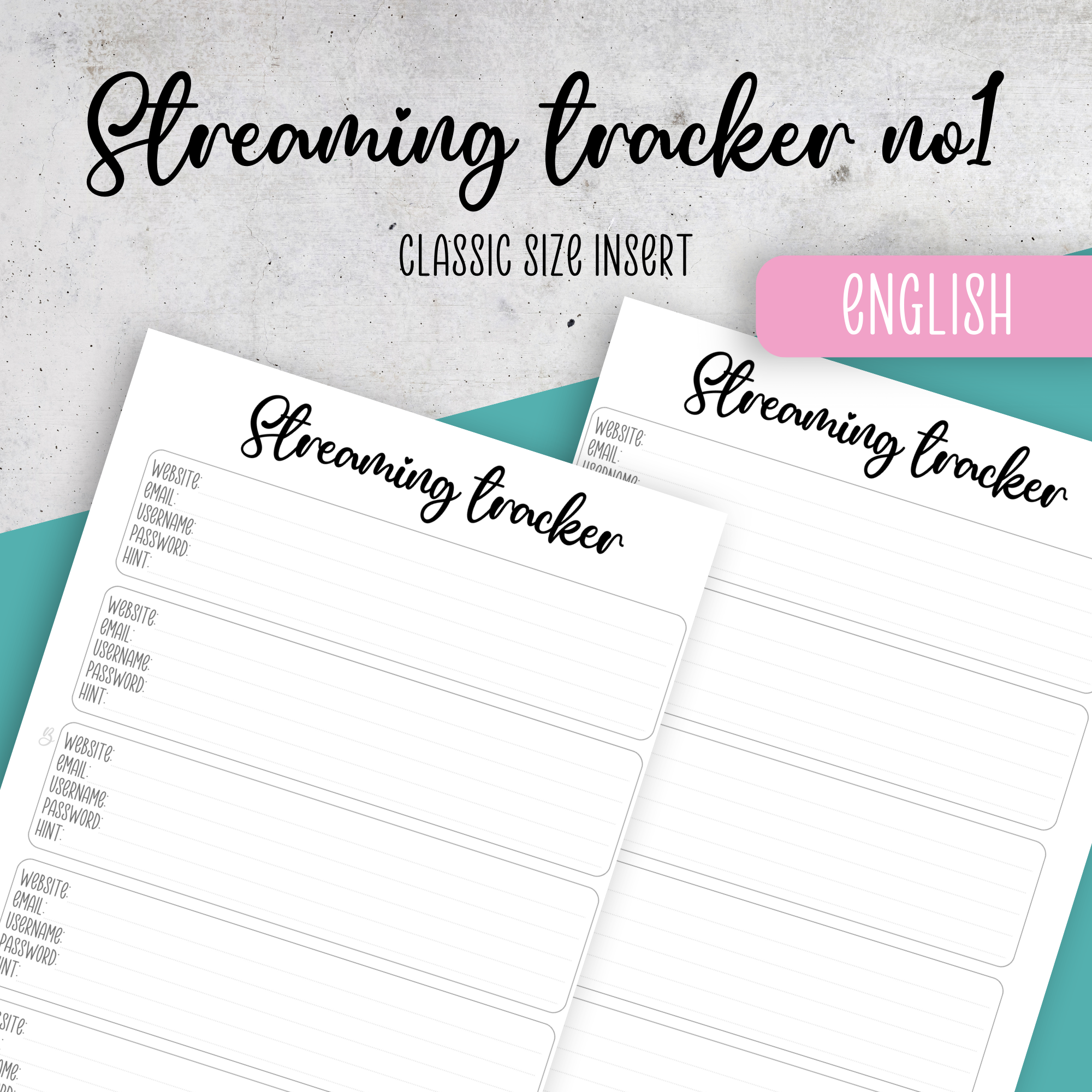 Streaming Tracker, Classic Size Insert