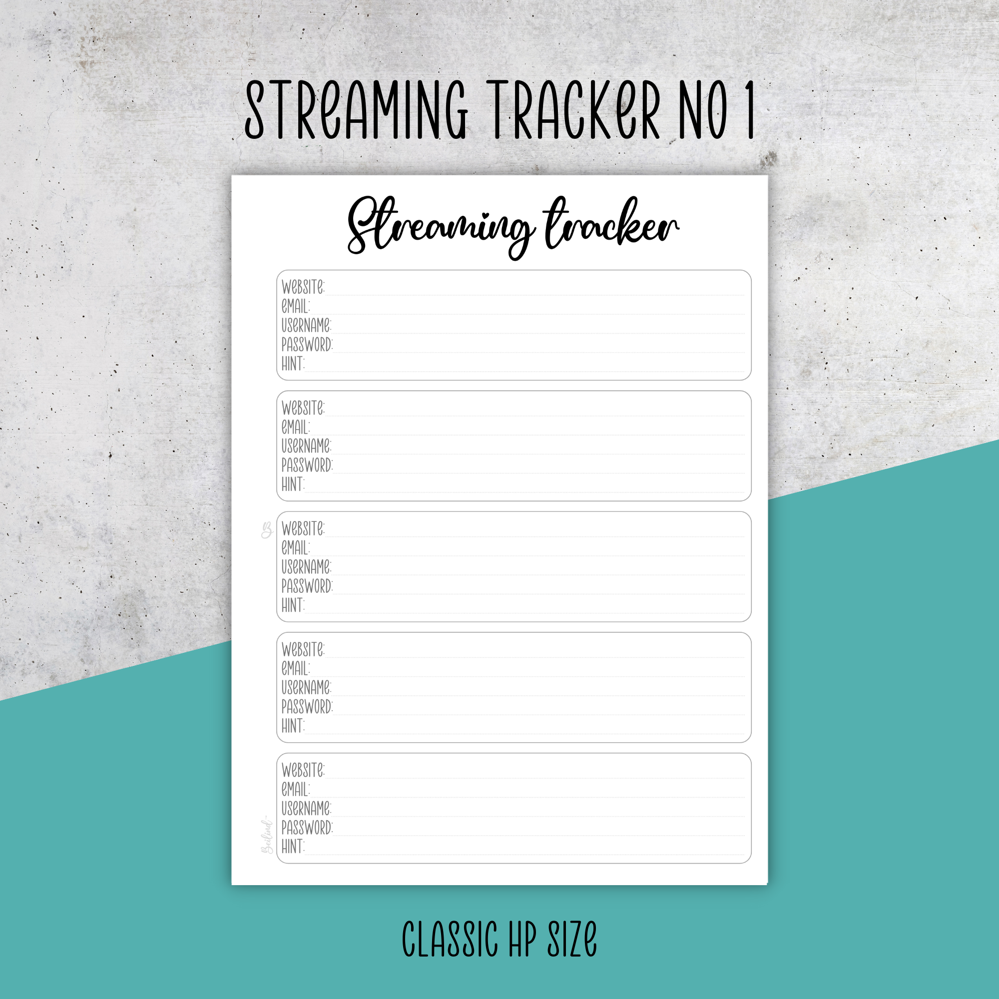 Streaming Tracker, Classic Size Insert