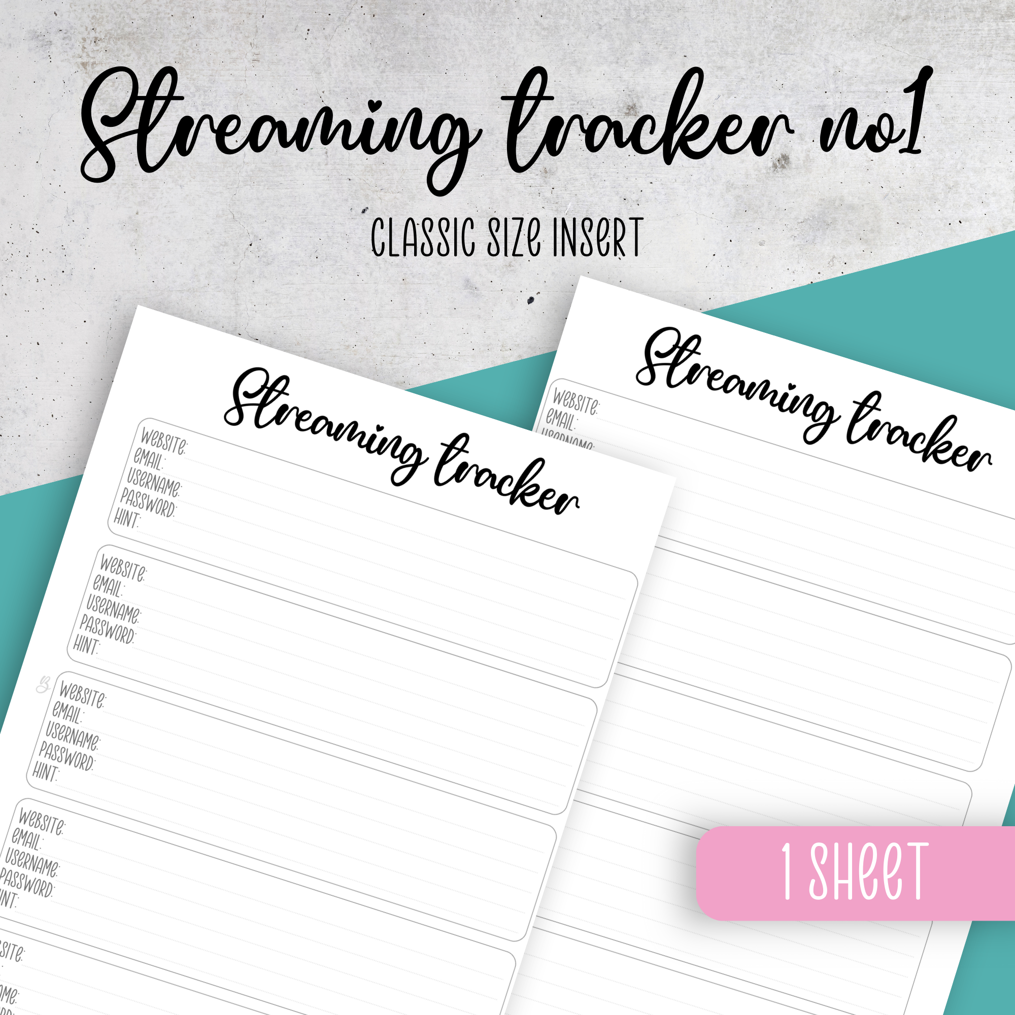 Streaming Tracker, Classic Size Insert