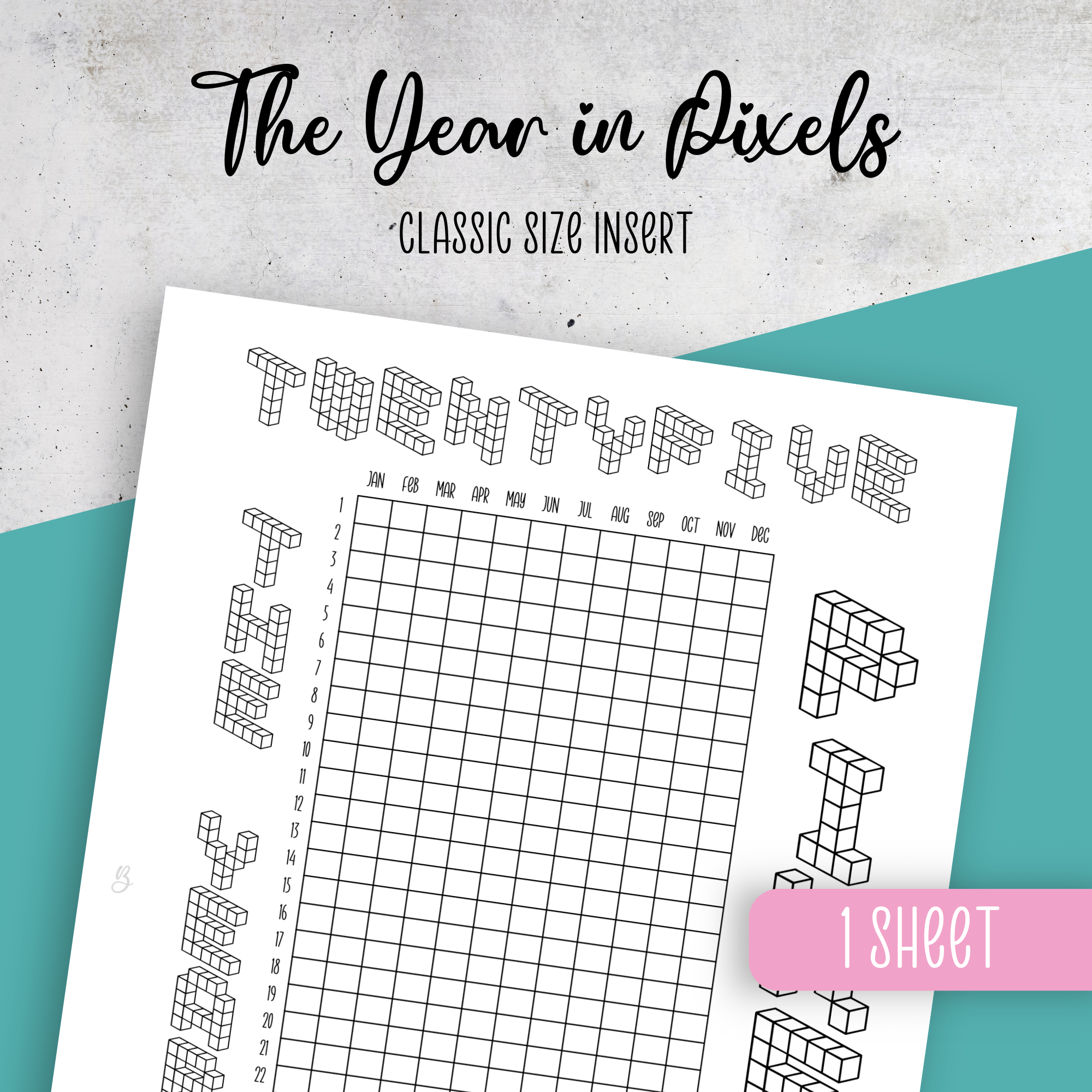 Year in Pixels, Classic Size Planner Insert