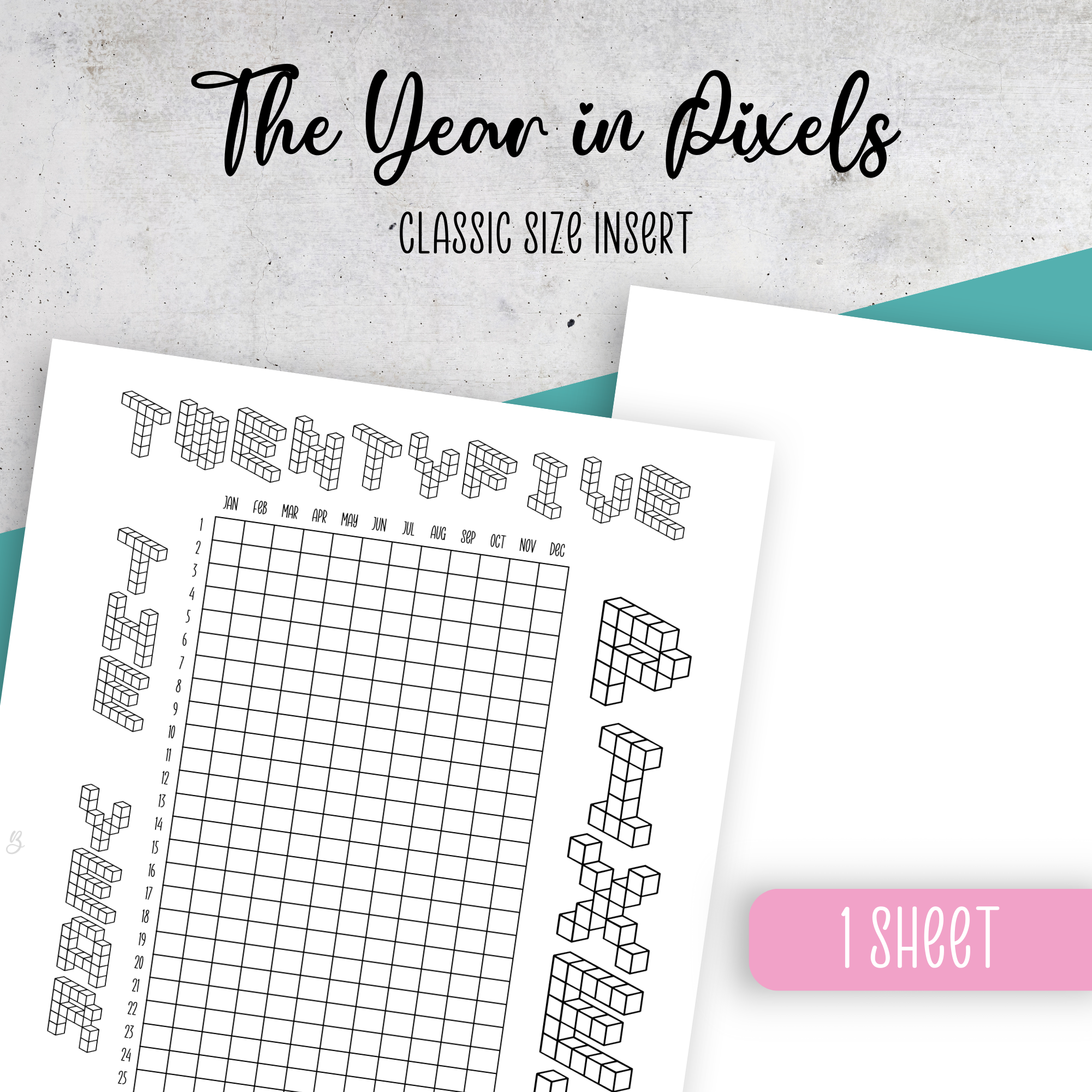 Year in Pixels, Classic Size Planner Insert