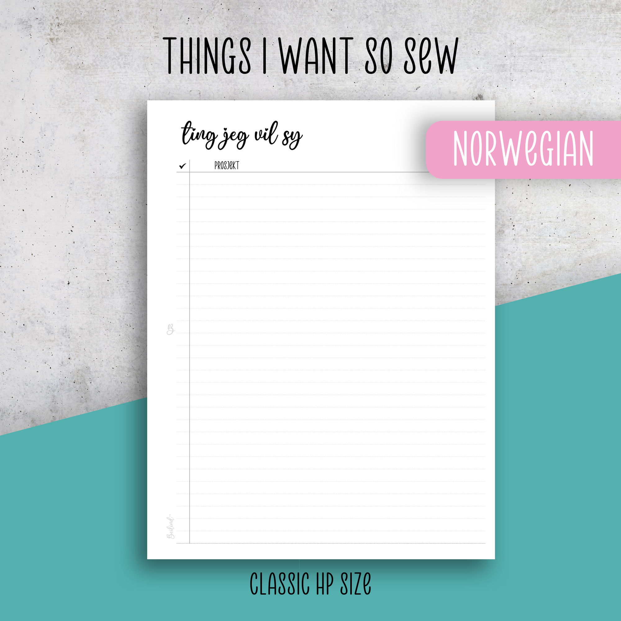 Things I want to sew, Classic Size Insert