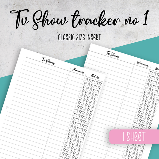 Tv Show Tracker No 1, Classic Size Insert