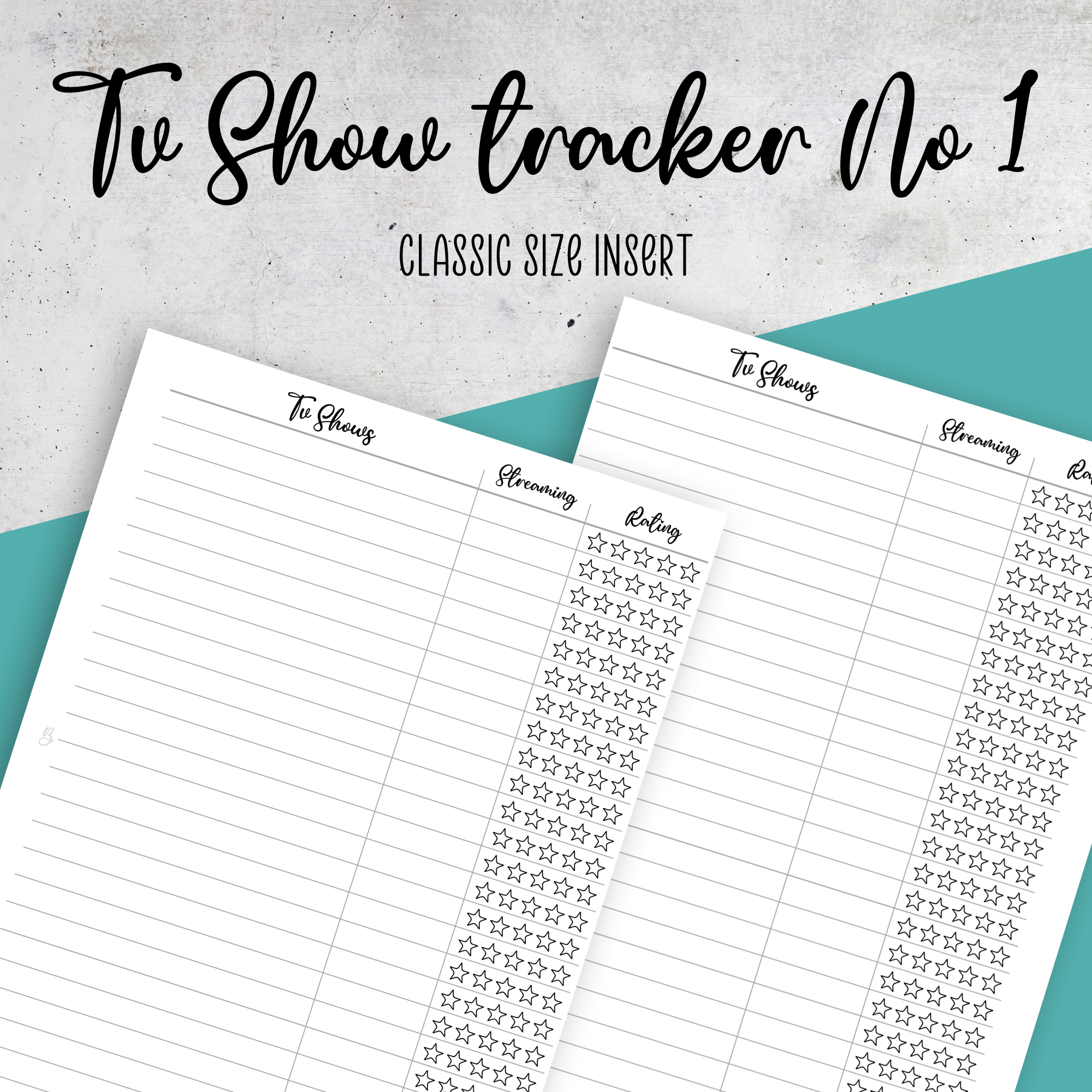 Tv Show Tracker No 1, Classic Size Insert