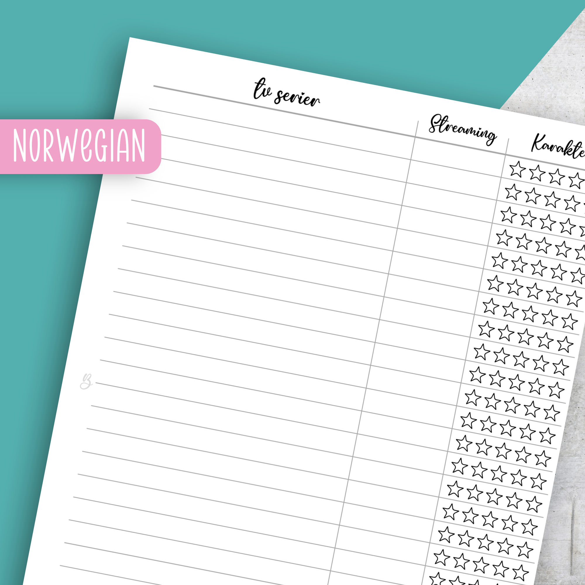 Tv Show Tracker No 1, Classic Size Insert