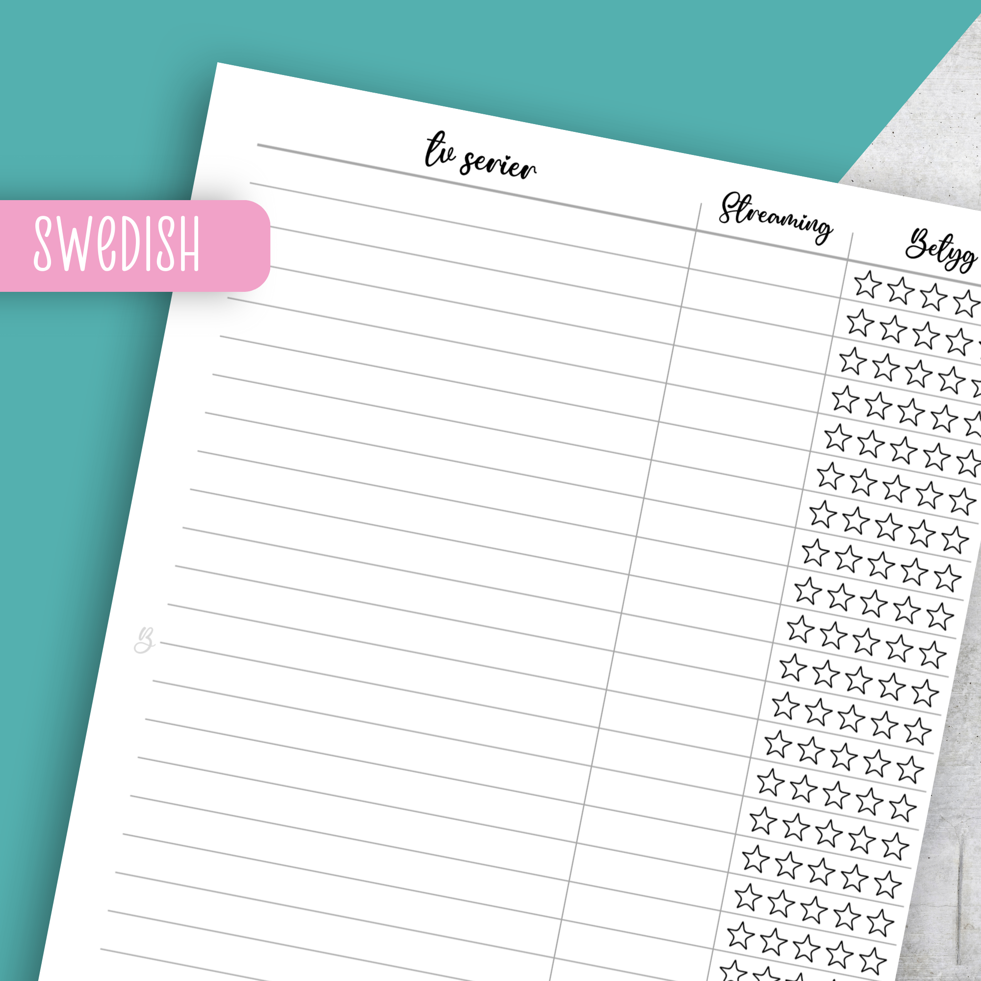 Tv Show Tracker No 1, Classic Size Insert