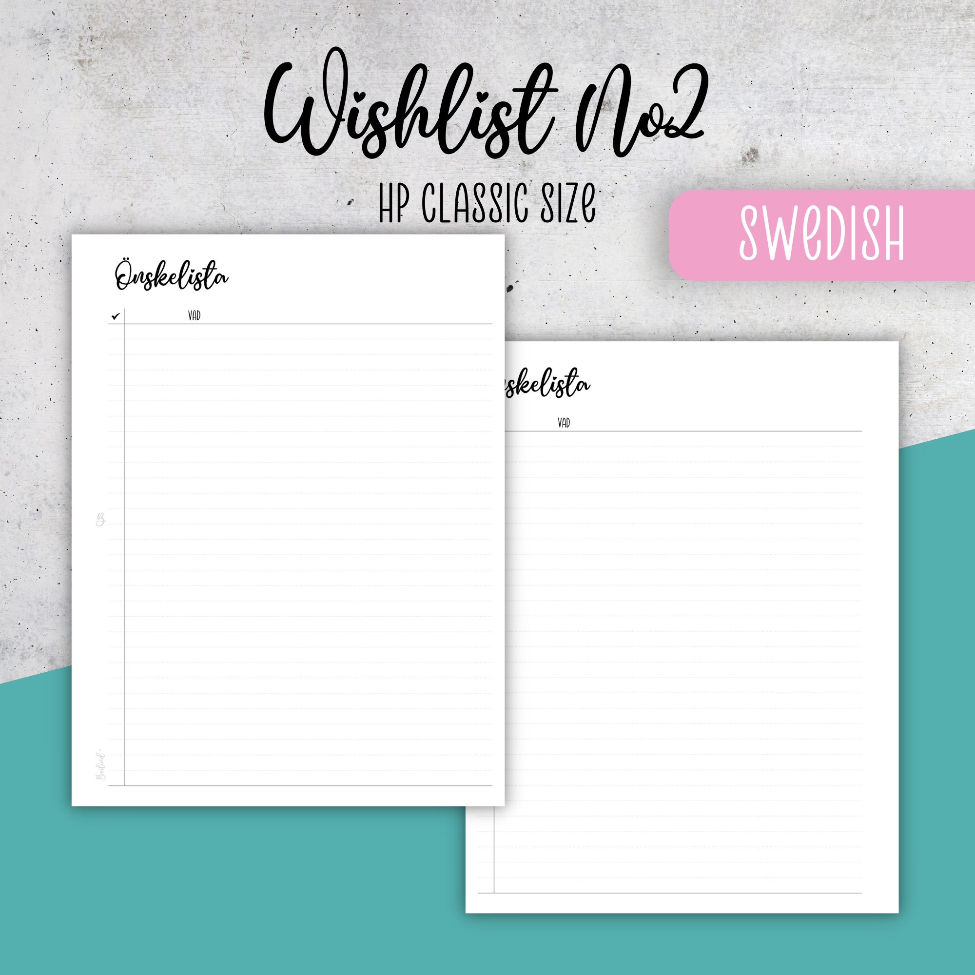 Wishlist No2, Classic Size Insert