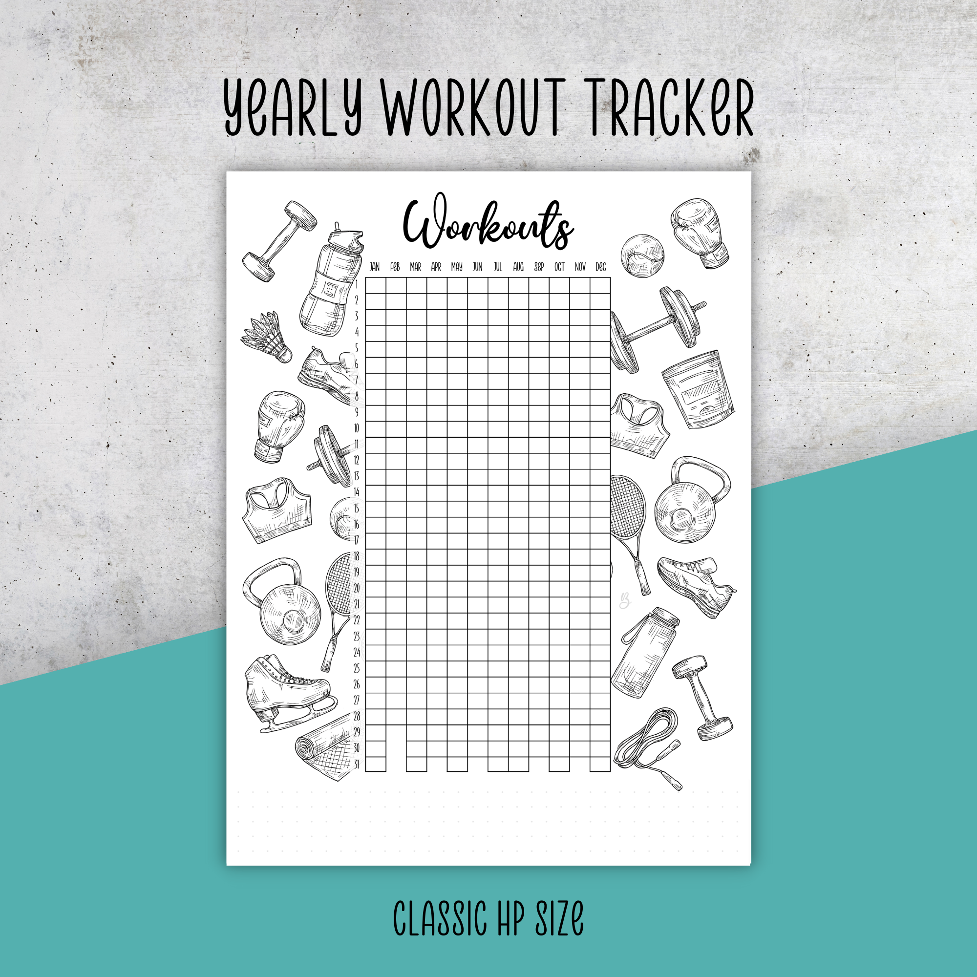 Yearly Workout Tracker, Classic Size Insert