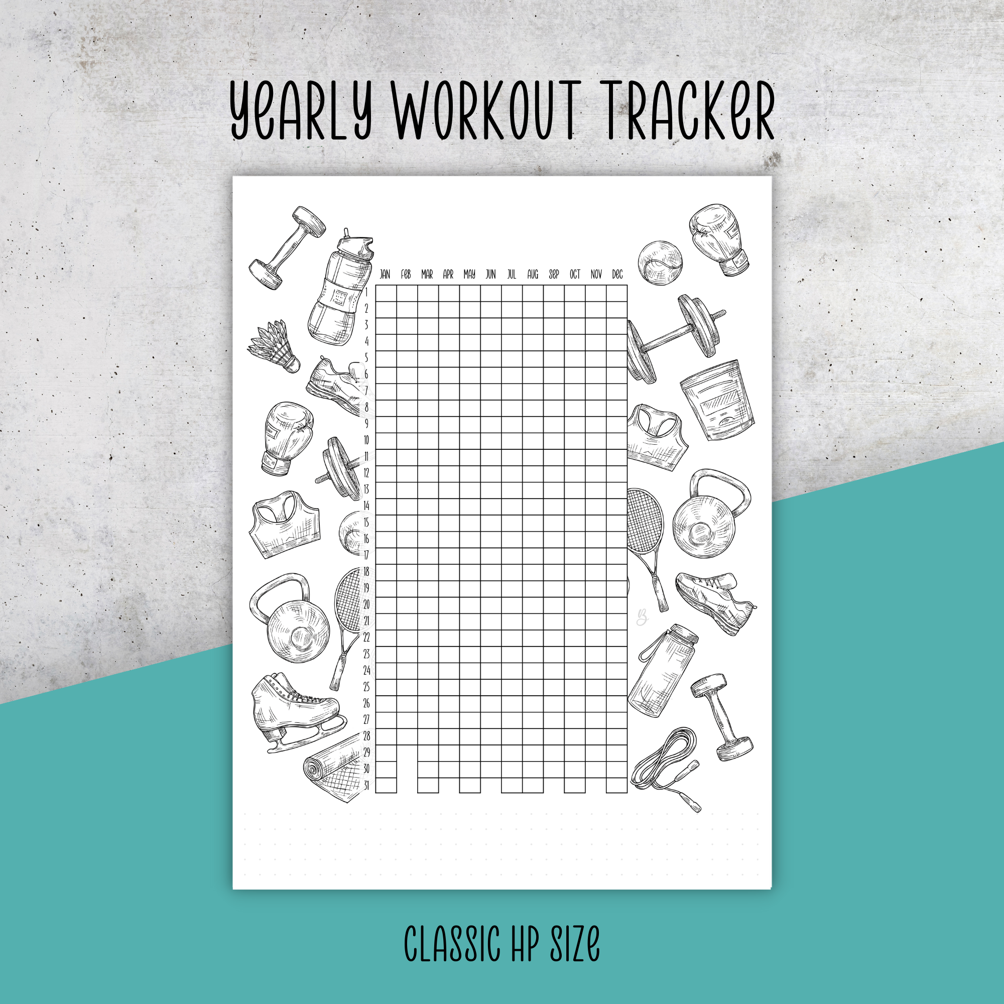 Yearly Workout Tracker, Classic Size Insert