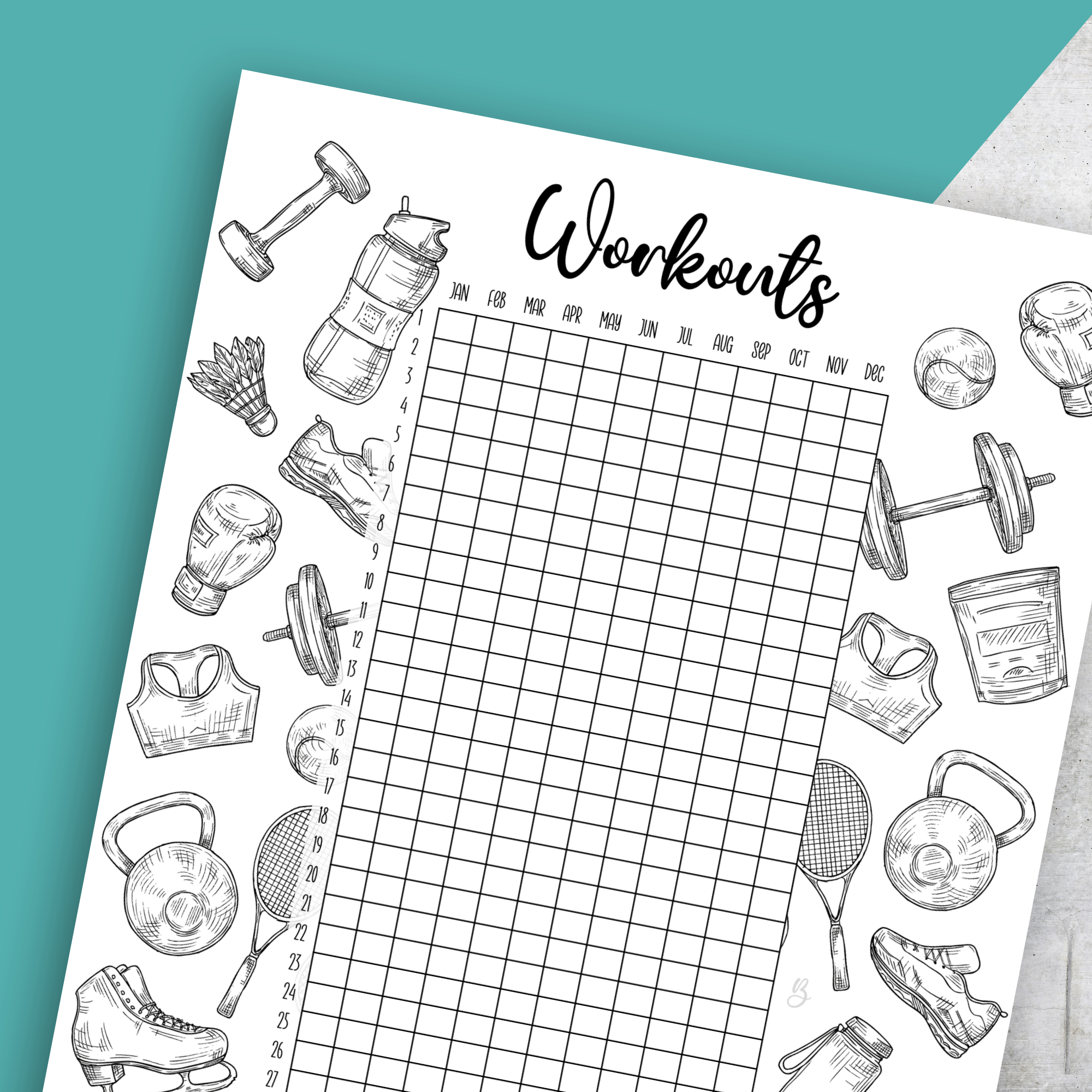 Yearly Workout Tracker, Classic Size Insert