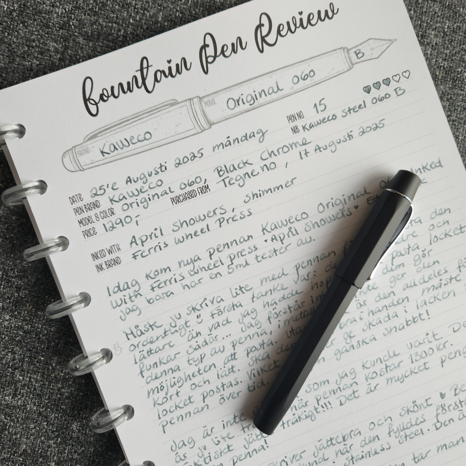 Fountain Pen Review No. 1 Insert