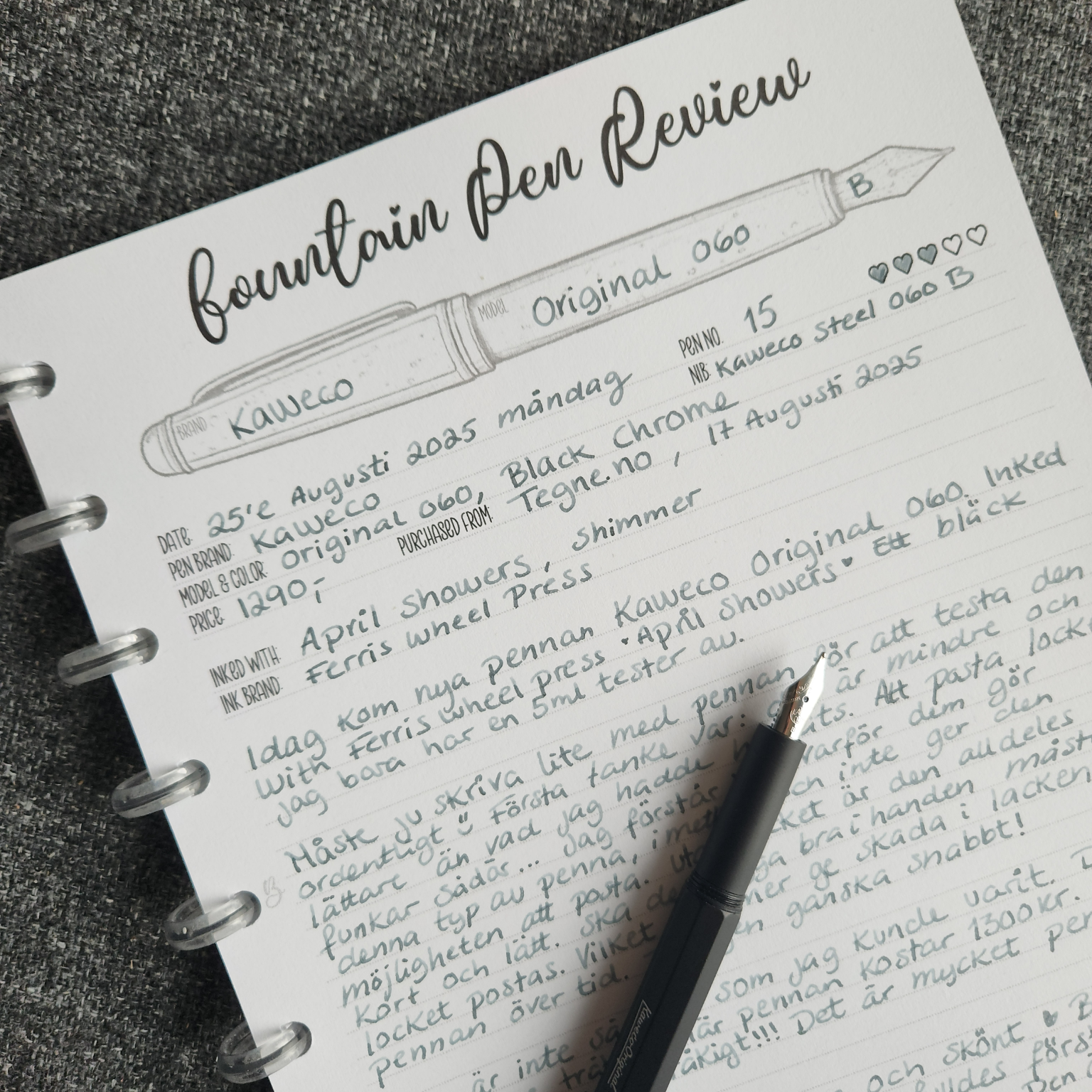 Fountain Pen Review No. 1 Insert