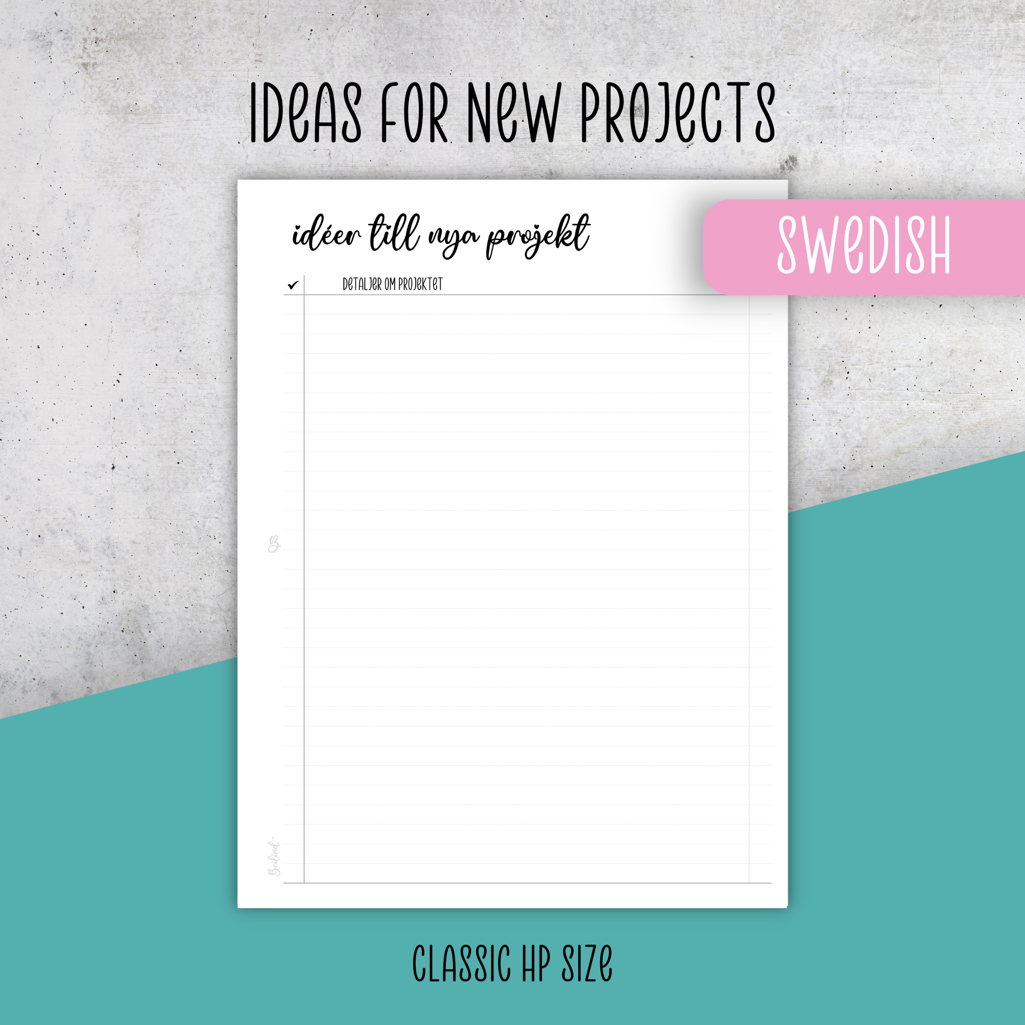 Ideas for new stitch projects, Classic Size Insert