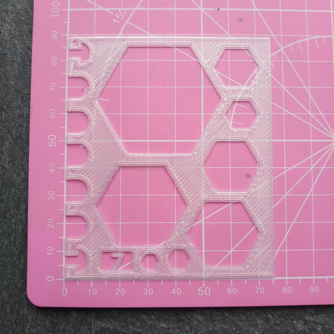 Hexagons Stencil - Small, number 7