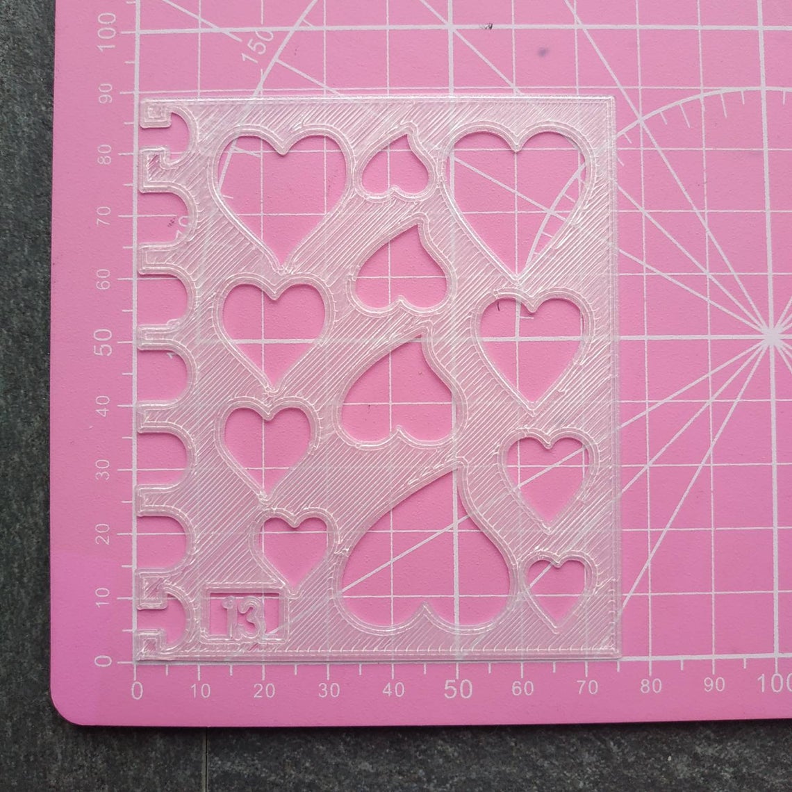 Hearts Stencil - Small, number 13