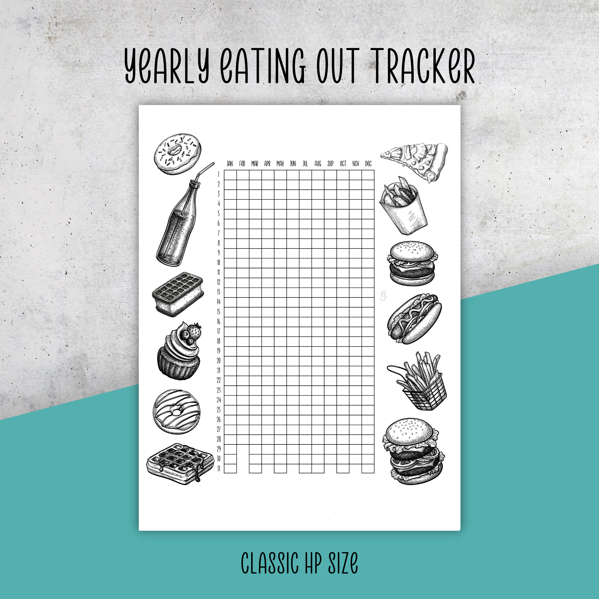 Yearly Eating Out Tracker, Classic Size Insert