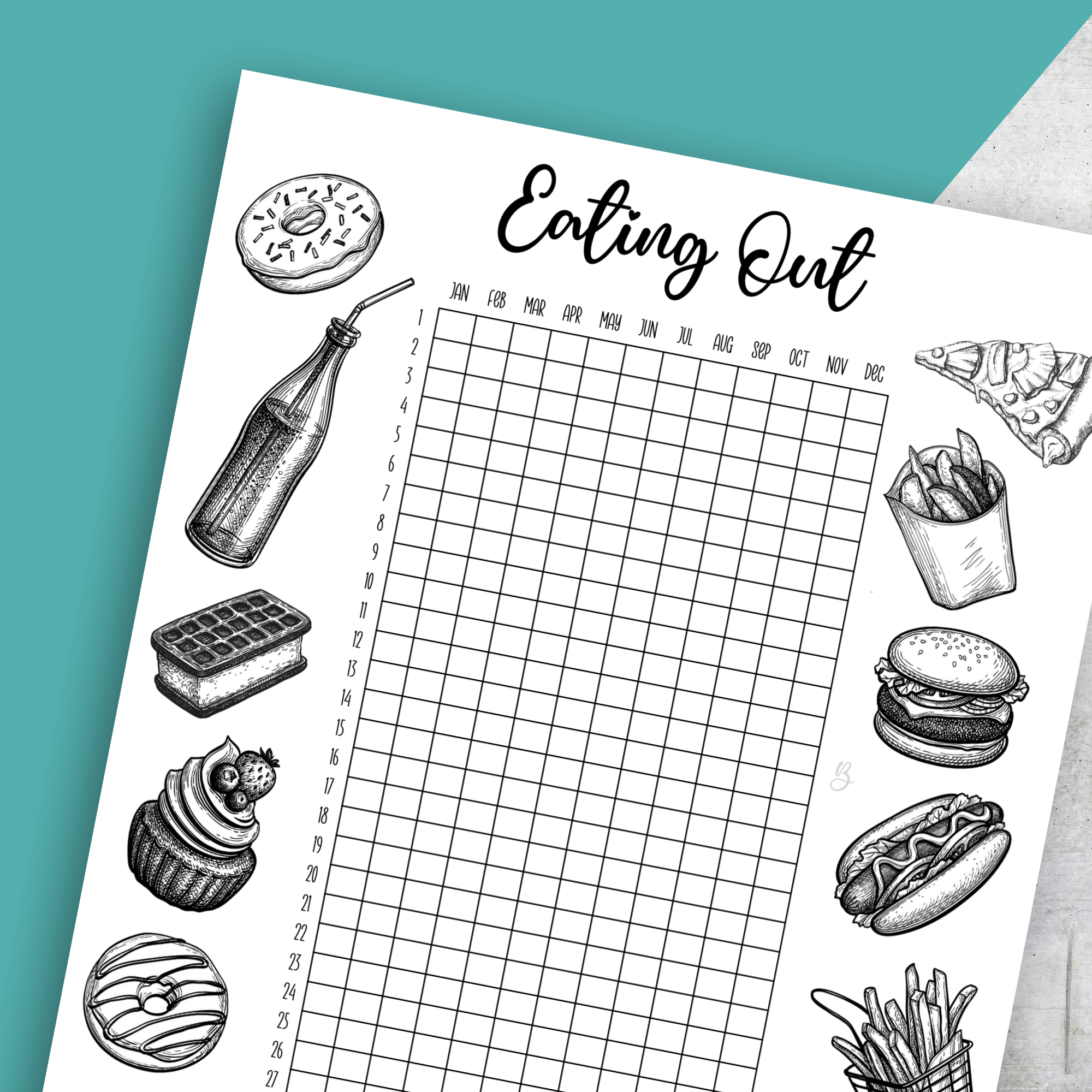 Yearly Eating Out Tracker, Classic Size Insert