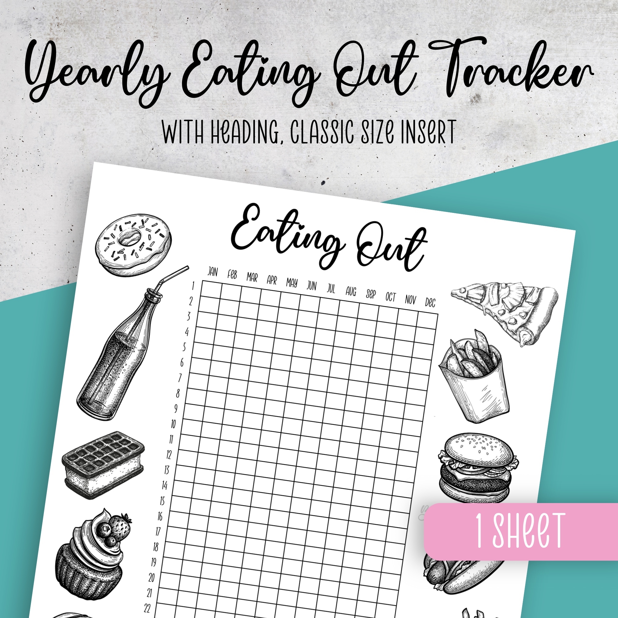 Yearly Eating Out Tracker, Classic Size Insert
