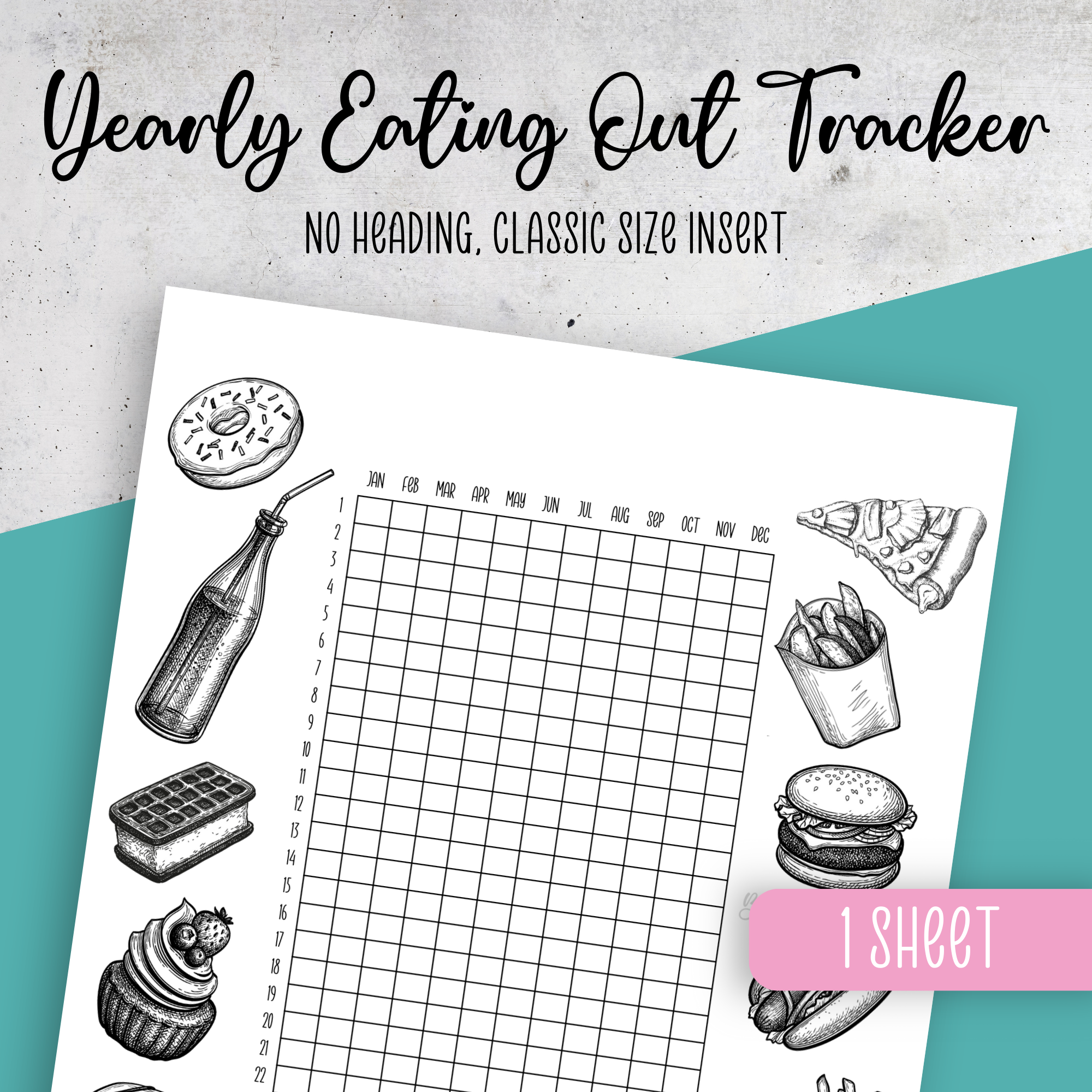 Yearly Eating Out Tracker, Classic Size Insert