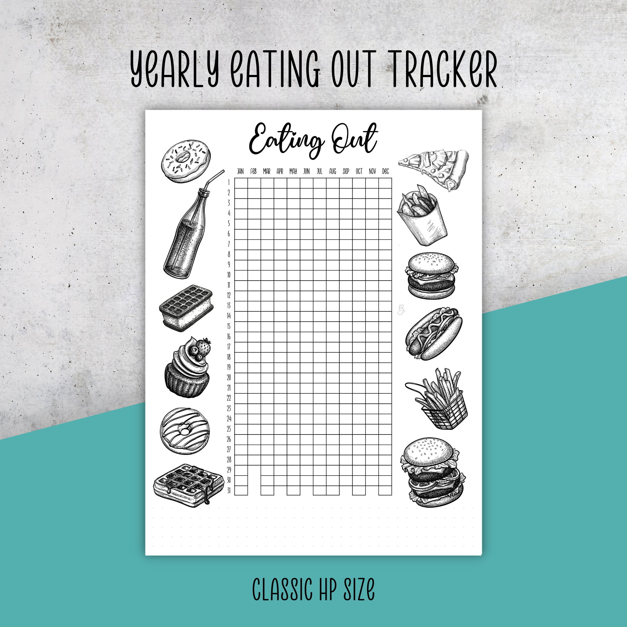 Yearly Eating Out Tracker, Classic Size Insert
