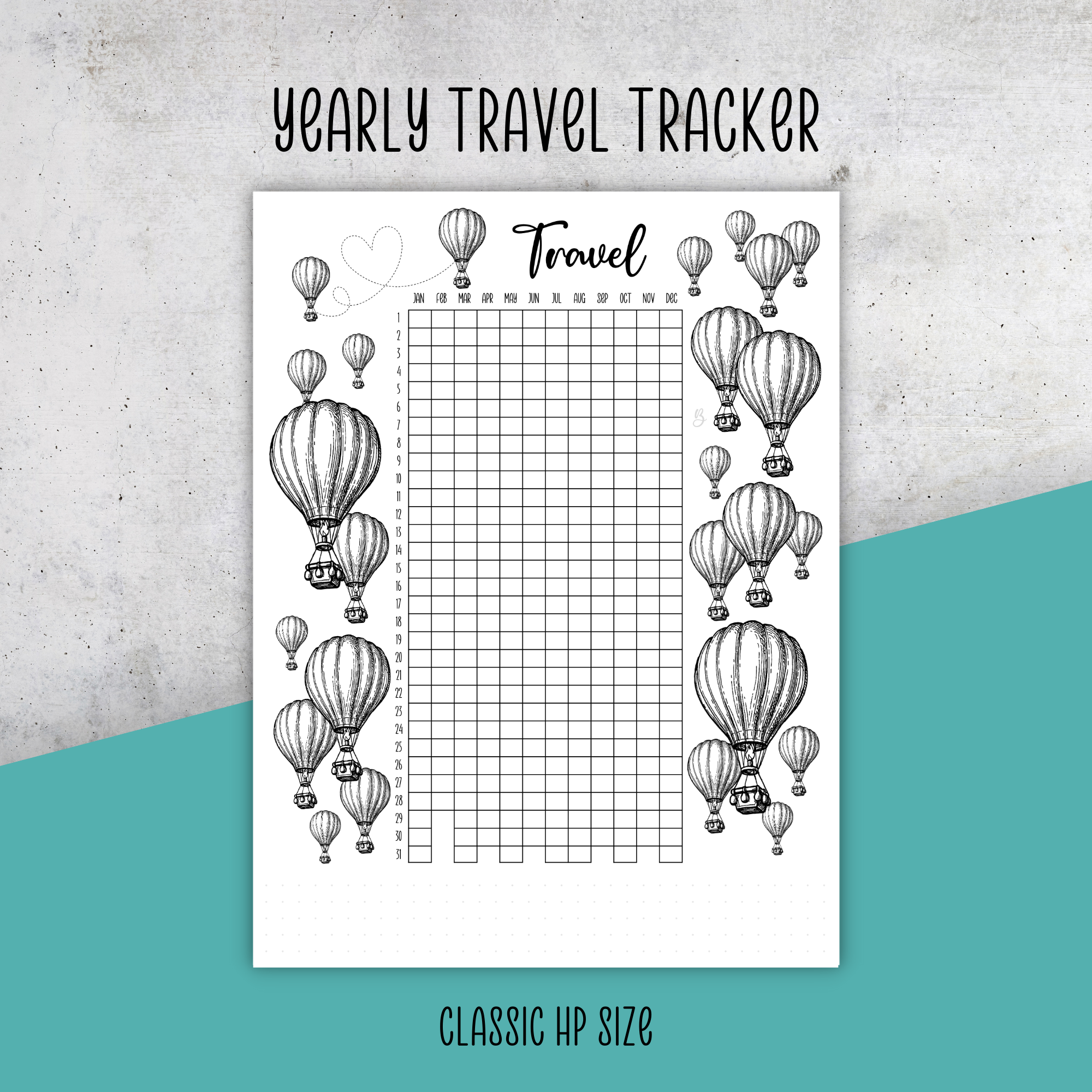 Yearly Travel Tracker, Classic Size Insert