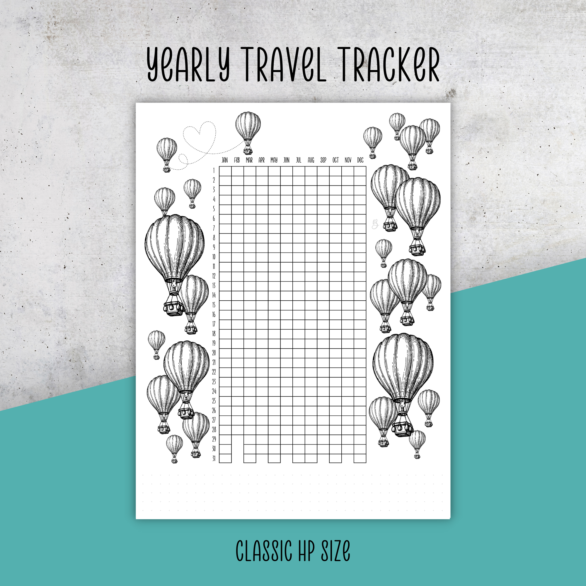 Yearly Travel Tracker, Classic Size Insert
