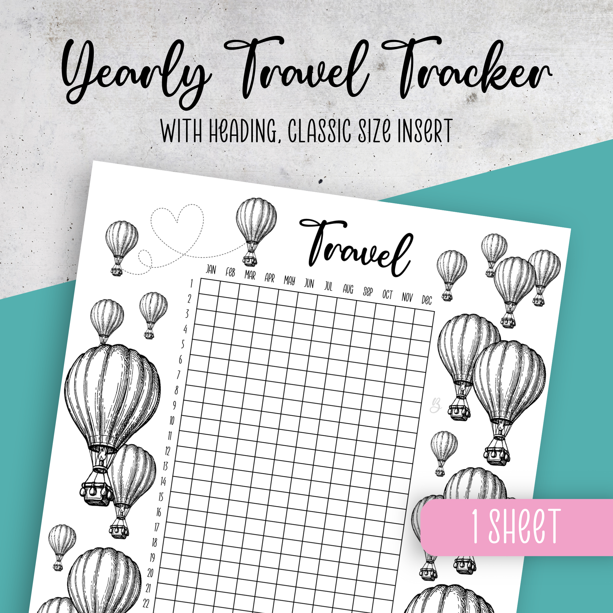 Yearly Travel Tracker, Classic Size Insert